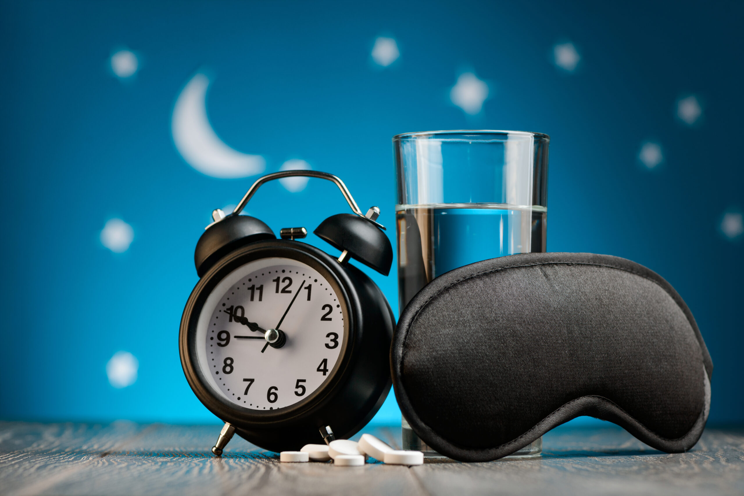 Alarm,Clock,,Mask,,Sleeping,Pills,And,Glass,Of,Water.,Fighting